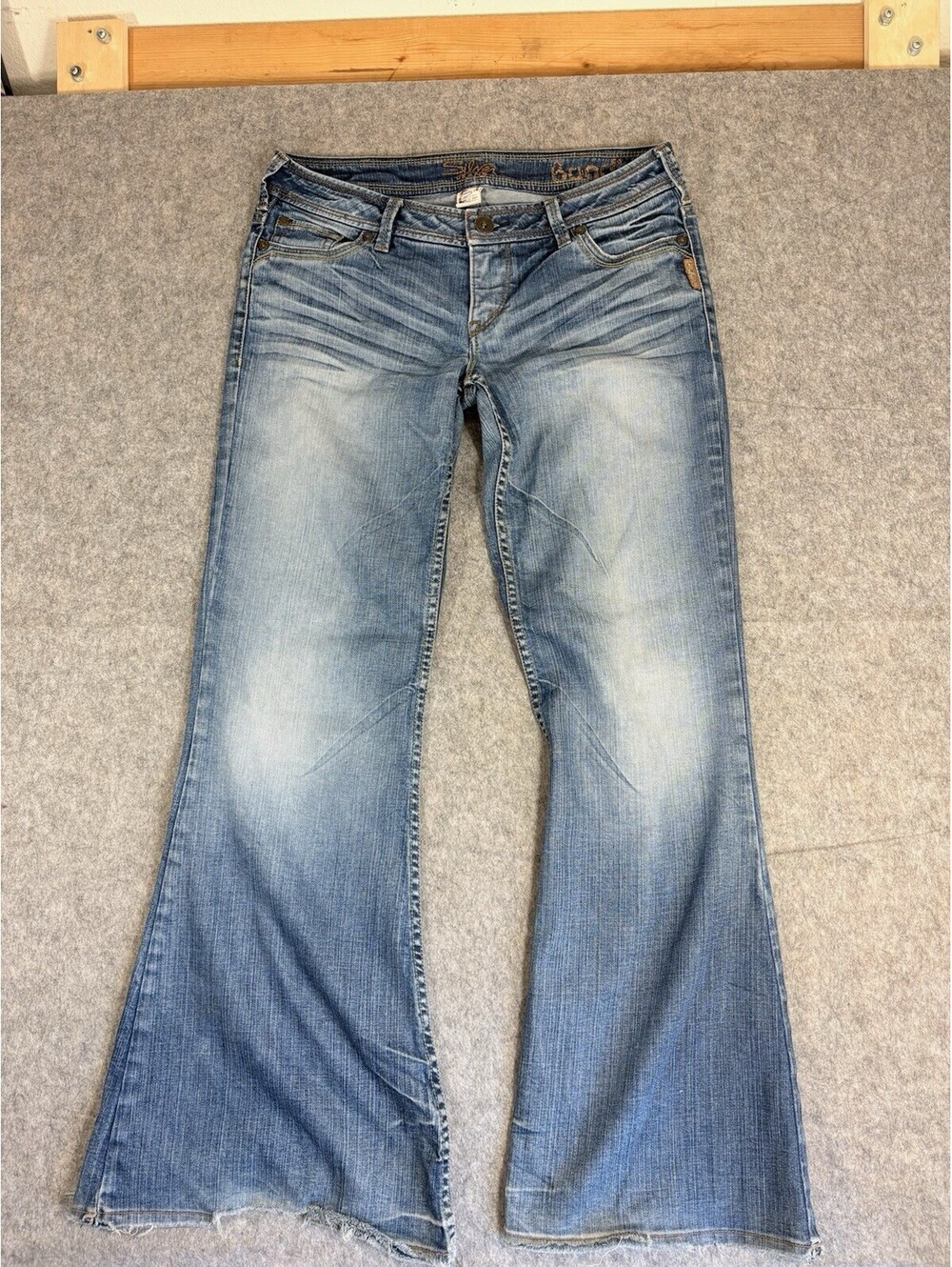 Silver Bondi Boot Cut Jeans Relaxed Wide Flare Stretch Size 31x32